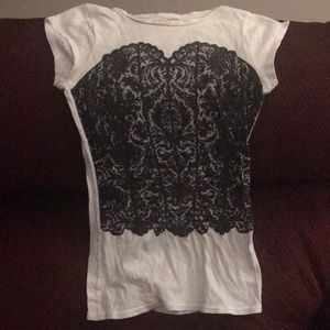 Miley Cyrus/Max Azria corset print tee